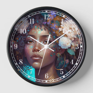 Horloge African American Black Goddess Queen Imaginaire Ar