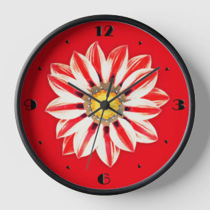Horloge Afrique / Gazania - Rouge et blanc rayé