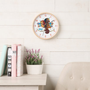 Horloge Afro Unicorn "Fabriqué en magie" Trio Design