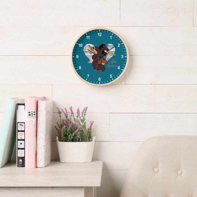 Horloge Afro Unicorn Trio Coeur Design (Salle de lecture)