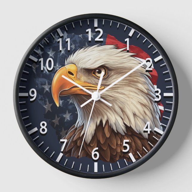 Horloge Aigle américain drapeau américain (Recto)