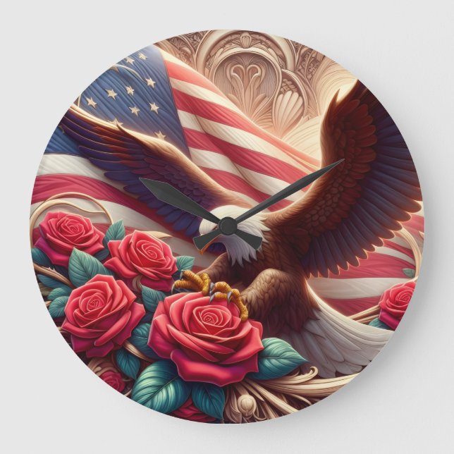 Horloge aigle américain patriotique (Recto)