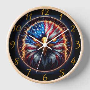 Horloge Aigle Majestic Illuminé : Yeux Bleus & Éclair