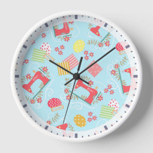 Horloge Aimer Machine à coudre bleu