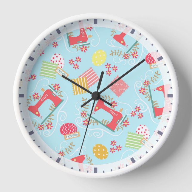 Horloge Aimer Machine à coudre bleu (Recto)