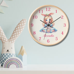 Horloge Alice personnalisée mignonne au pays des merveille