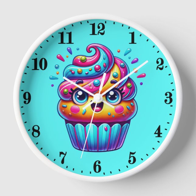 Horloge Amateurs de cupcake sucré mignon (Recto)