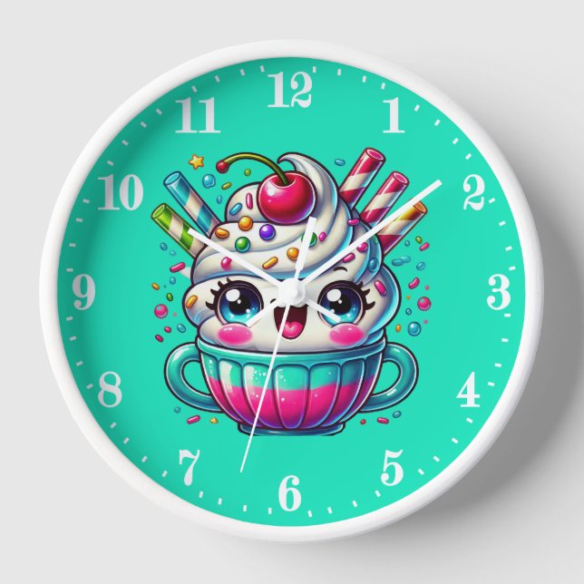 Horloge Amateurs de glaces mignonnes (Recto)