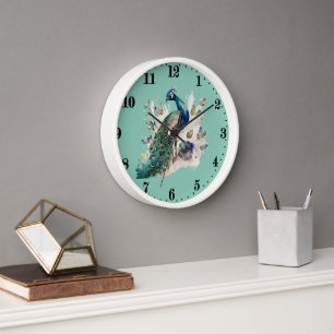 Horloge amateurs de paon mignon