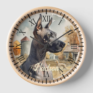 Horloge American Hairless Terrier Dog Rustique Portrait de