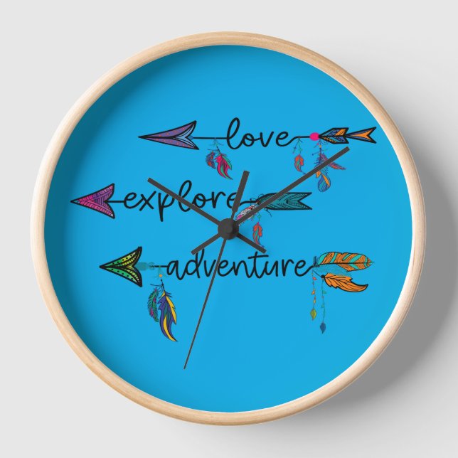 Horloge Amour Explore Aventure Arrow Tribal Boho Design (Recto)