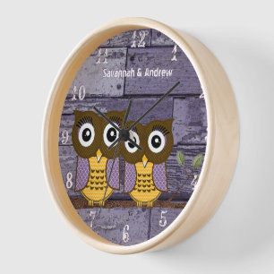 Horloge Amour Personnalisé en Bois Aqua Rustique Ancien Hi