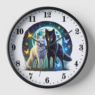Horloge Amoureux des animaux loups mignons