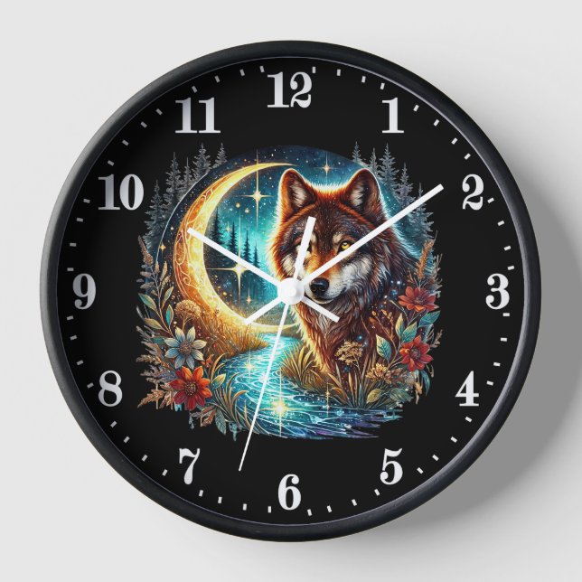 Horloge Amoureux des animaux loups mignons (Recto)