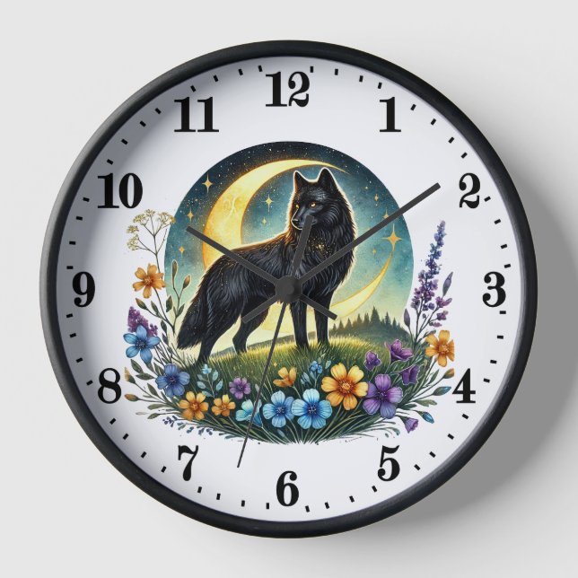 Horloge Amoureux des animaux loups mignons (Recto)