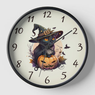 Horloge Amoureux des chats Chat noir Halloween Cat maman C