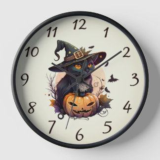 Horloge Amoureux des chats Chat noir Halloween Cat maman C