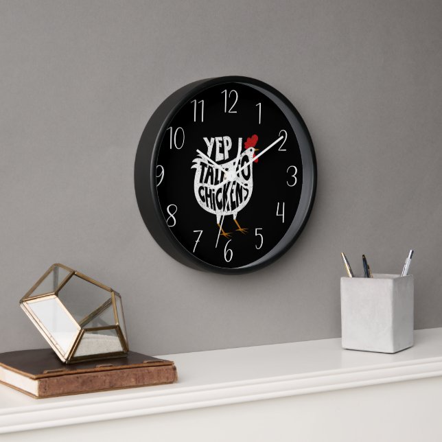 Horloge amoureux du poulet amusant art du mot (Bureau)