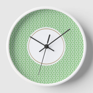 Horloge Amusant Géométrique Sage Vert Blanc Carrelage Art 