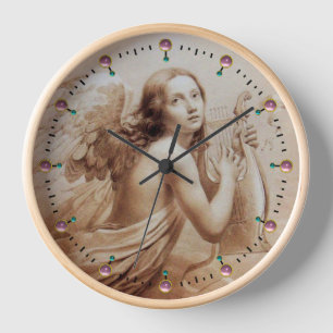Horloge ANGE JOUER LYRA SUR LES NUAGES Sepia Brown