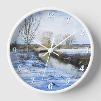 Horloge Anglais Promenade sur la rivière d'hiver - Wall ro