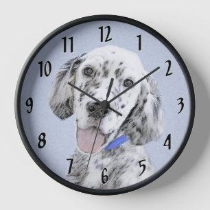 Horloge Anglais Setter Blue Belton Peinture Chien Art