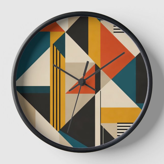 Horloge Angular Teal Orange Geometric Modernist Abstract (Recto)