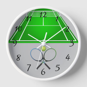 Horloge Animé Tennis Court et raquettes 24h/24