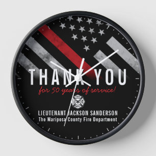 Horloge Anniversaire de la retraite du pompier Mince Red L