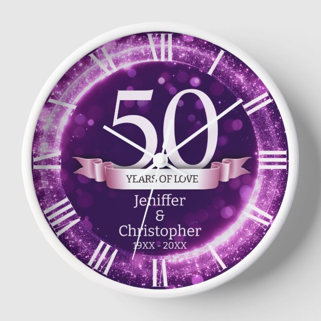 Horloge Anniversaire de mariage année édition paillettes v (Recto)