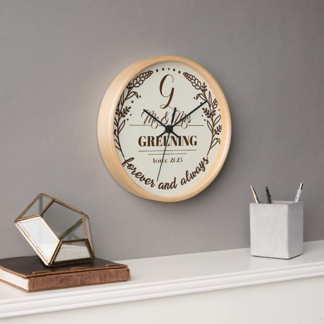 Horloge Anniversaire de mariage rustique en famille  (Bureau)