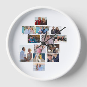 Horloge Anniversaire personnalisé 13 Photo Collage