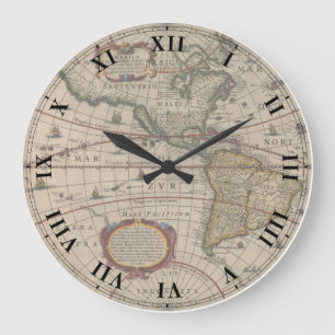 Horloge antique de carte du monde