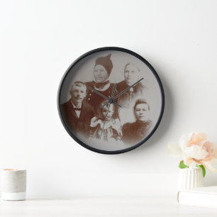Horloge Antique Famille Collage Photo B&W Image