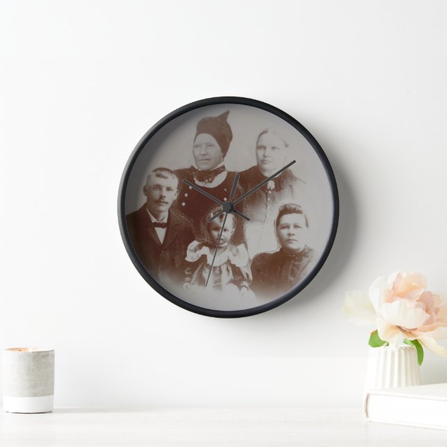 Horloge Antique Famille Collage Photo B&W Image (Maison)