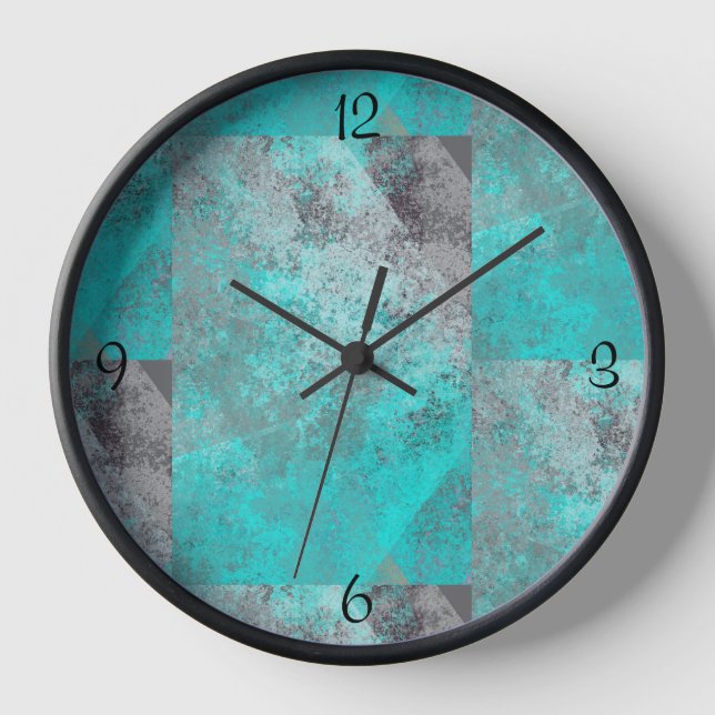 Horloge Aqua Blue Turquoise et gris dévêtu (Recto)