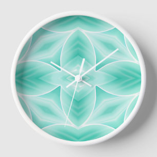 Horloge Aquamarine et Motif géométrique blanc