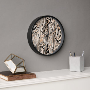 Horloge Aquarelle Brown Black Motif