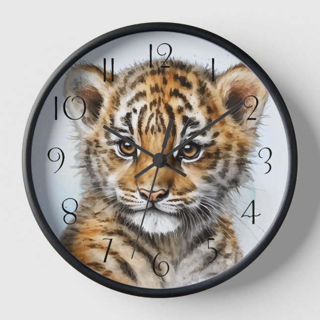 Horloge Aquarelle Cute Tiger Cub (Recto)