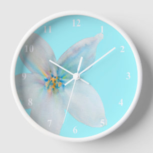 Horloge Aquarelle de fleur pastel blanc
