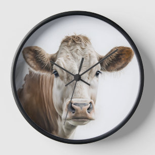 Horloge Aquarelle Hereford Portrait de vache