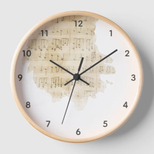 Horloge Aquarelle Partition Vintage