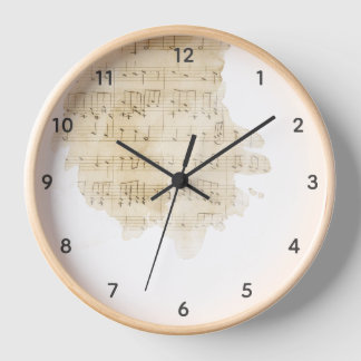 Horloge Aquarelle Partition Vintage