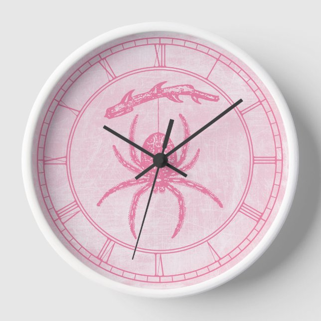 Horloge Araignée rose sur la serrure ronde (Recto)