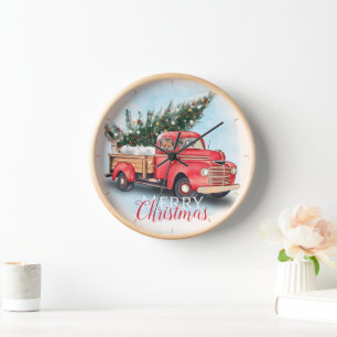 Horloge Arbre de Noël vintage Red Truck