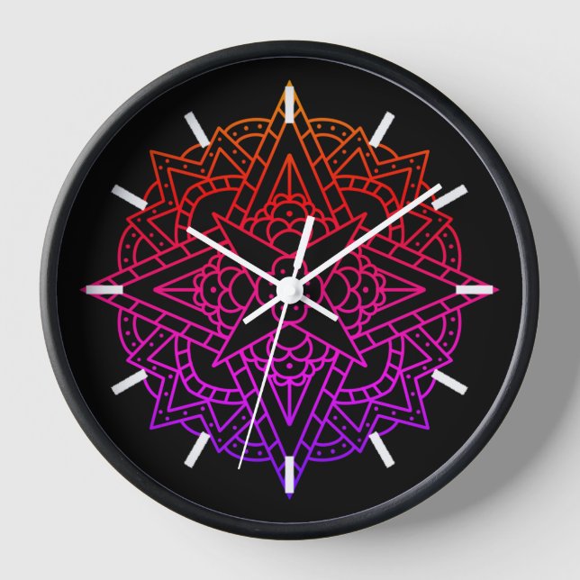 Horloge Arc-en-ciel coloré Simple Mandala (Recto)