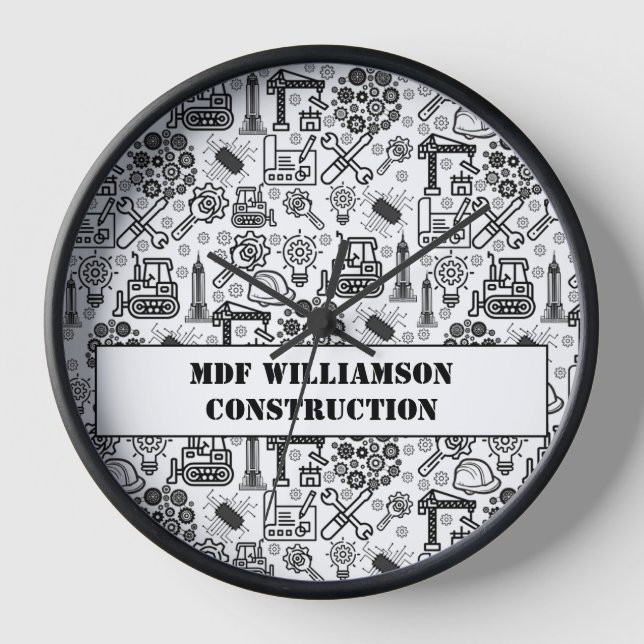 Horloge Architectural Blueprint Engineer noir et blanc (Recto)