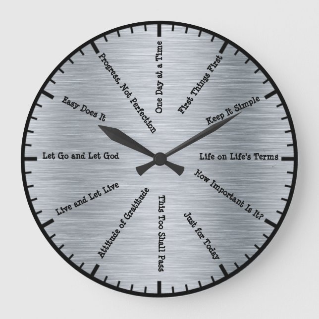 Horloge argentée de sobriété de 12 étapes de sloga (Recto)