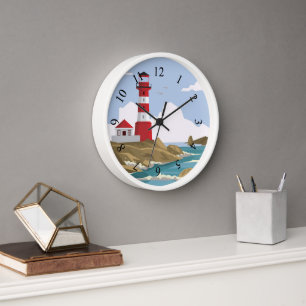 Horloge Arrière - plan de phare illustré 24 heures sur 24