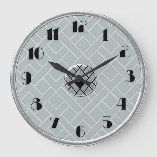 Horloge Art Déco circulaire argent/gris (LGE) (Recto)